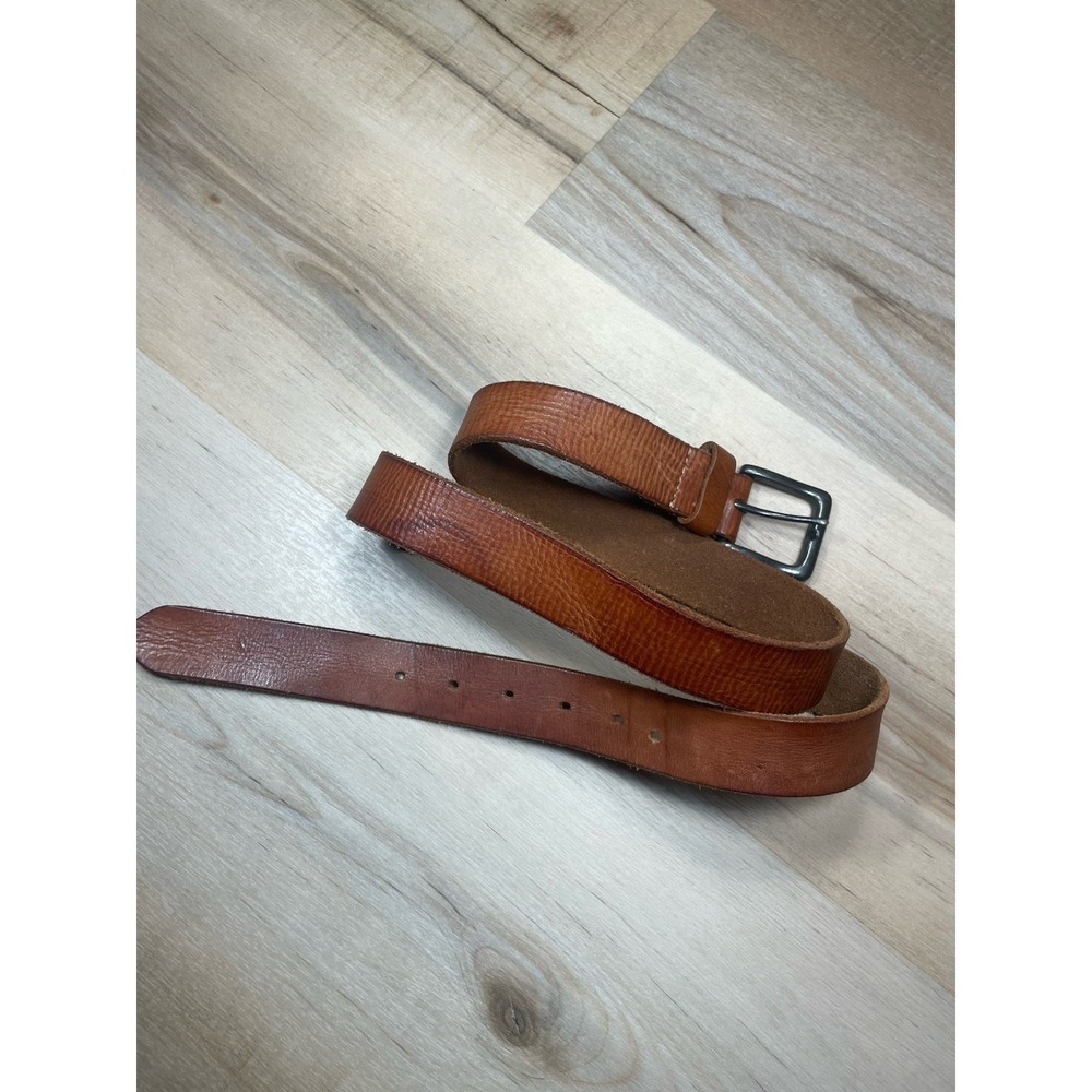 Vintage Brown Leather Belt Size 40 Textured Full Grain Casual Classic